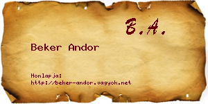 Beker Andor névjegykártya