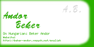 andor beker business card